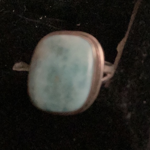 7 Sterling Square Laramar Ring Mermaid Stone - Picture 2 of 6